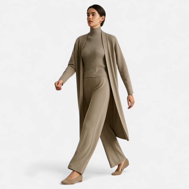 Elegantes 3-teiliges Strick-Cardigan Set für Damen