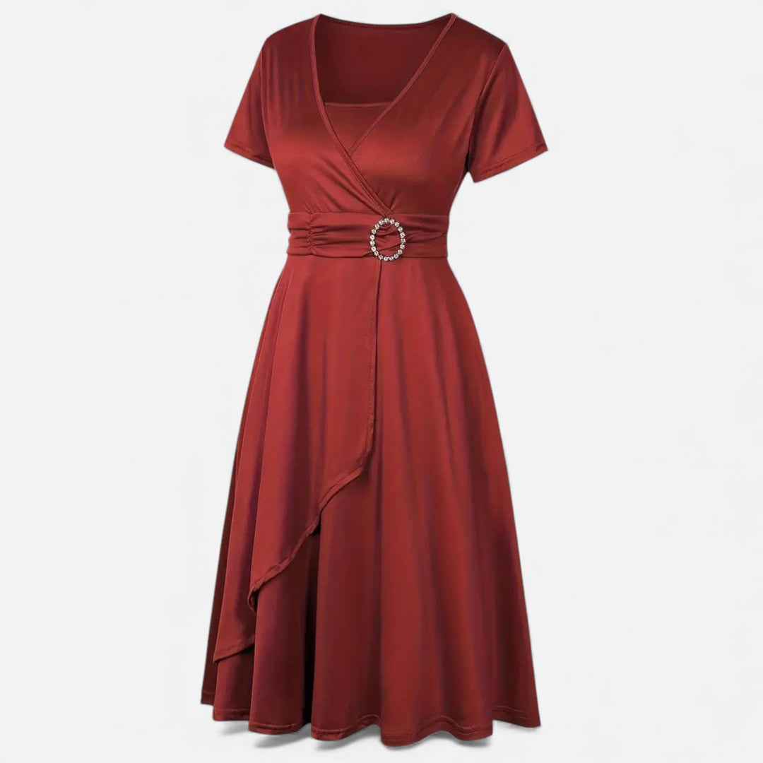 Elegantes Strass V-Ausschnitt Asymmetrisches Damen Abendkleid