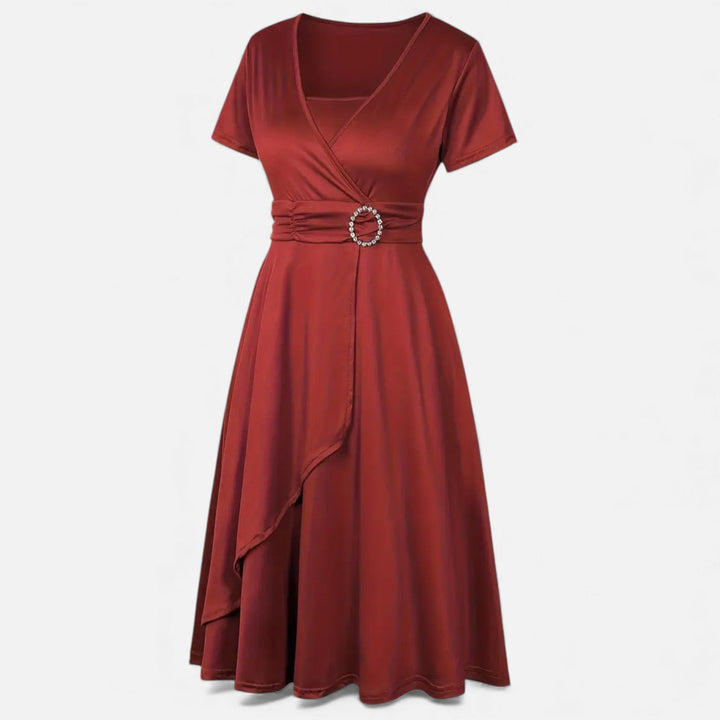 Elegantes Strass V-Ausschnitt Asymmetrisches Damen Abendkleid