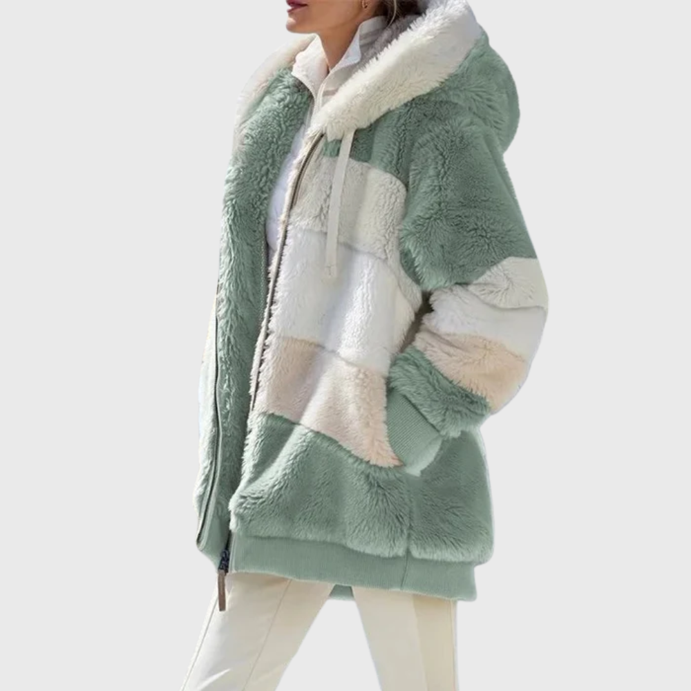 Warme Fleece Winterjacke für Damen mit Kapuze