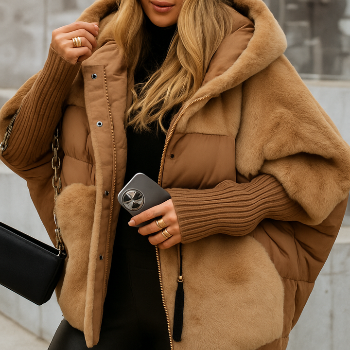 Warme Pufferjacke mit Luxus Kunstfell-Detail für Damen