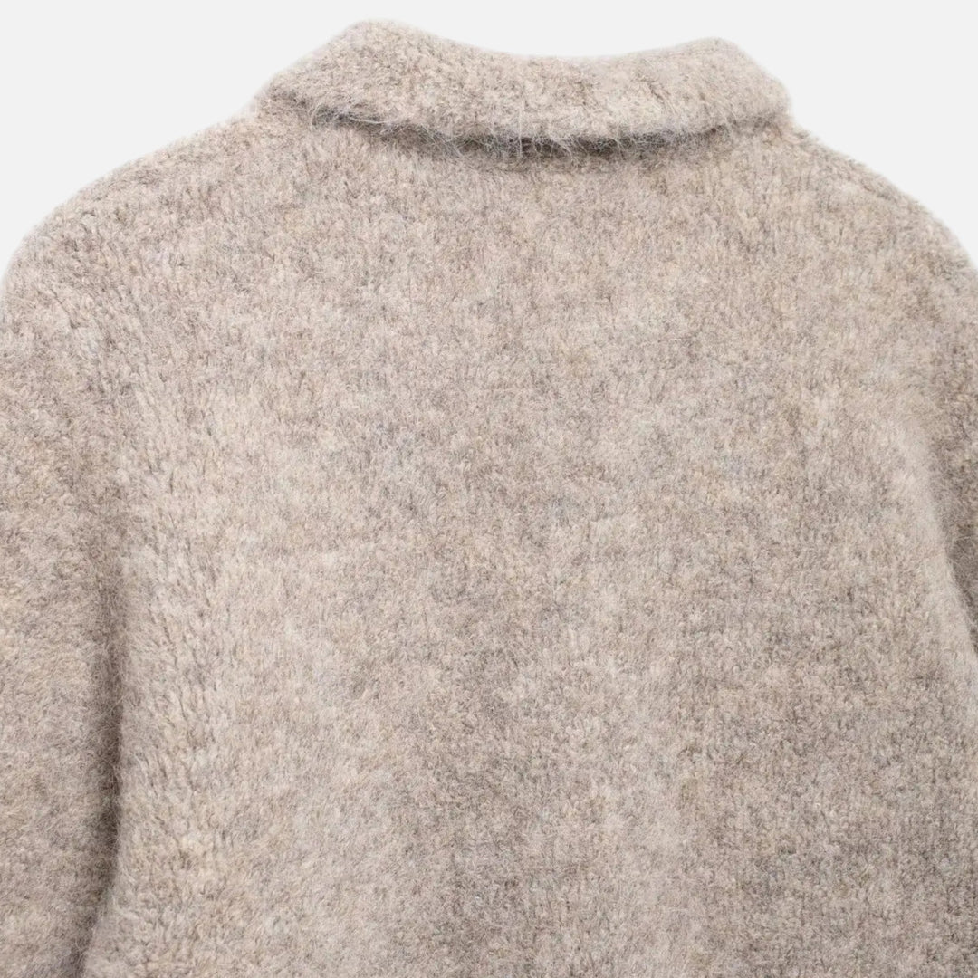 Elegante Strick Cardigan mit Blüten Knöpfen für Damen