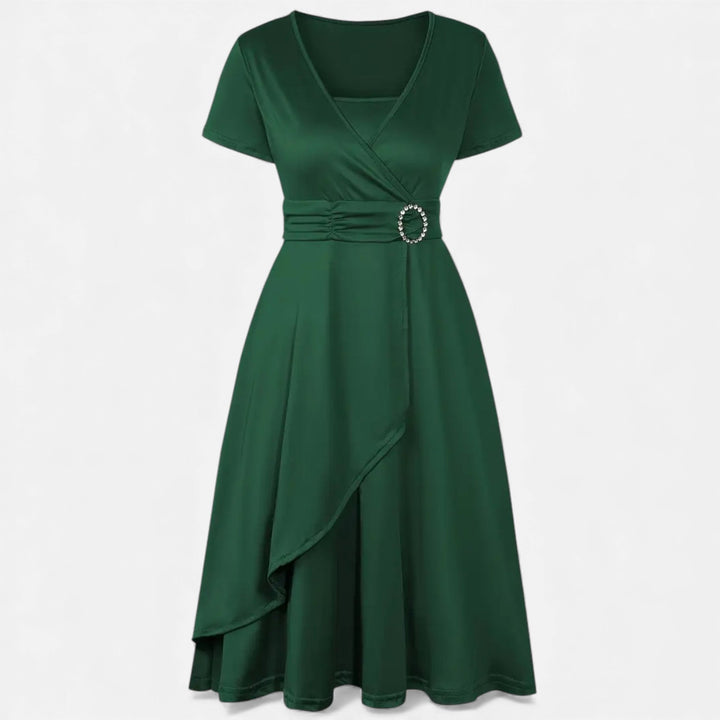 Elegantes Strass V-Ausschnitt Asymmetrisches Damen Abendkleid