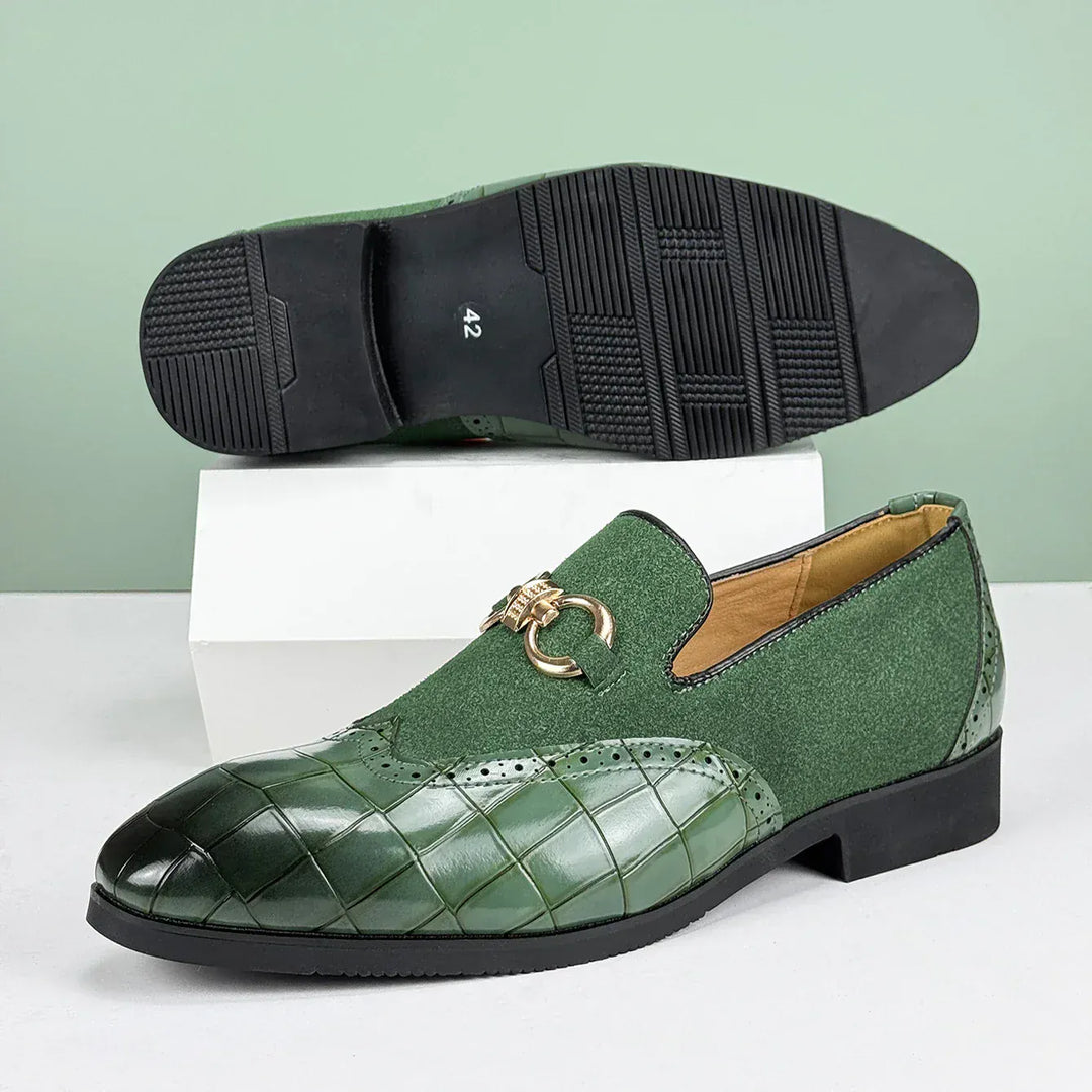 Elegante Herren Leder-Slipper mit Veloursleder - Gepolstertes Fußbett