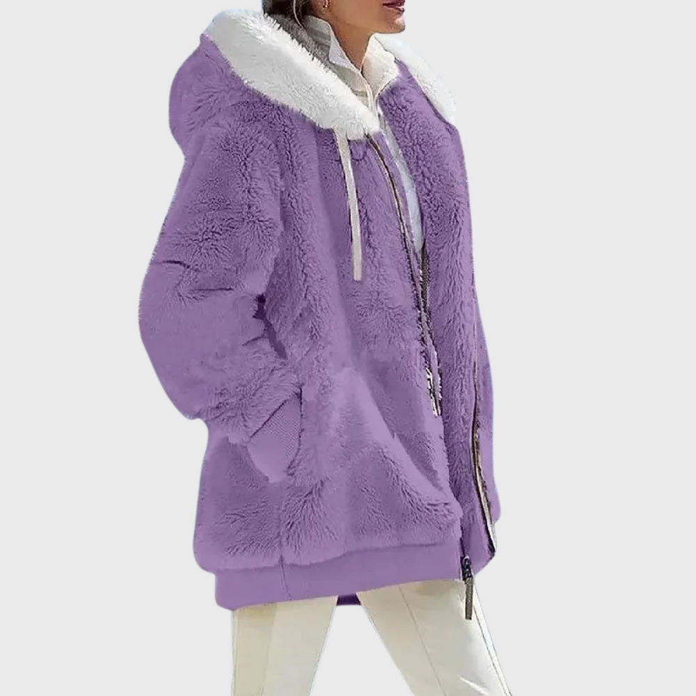 Warme Fleece Winterjacke für Damen mit Kapuze