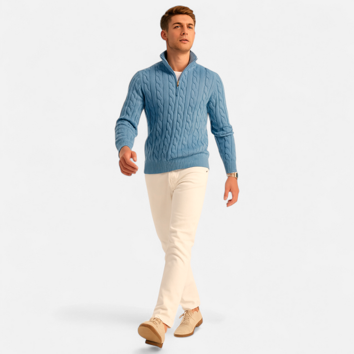 Dicker Rollkragen Pullover mit Reißverschluss für Herren