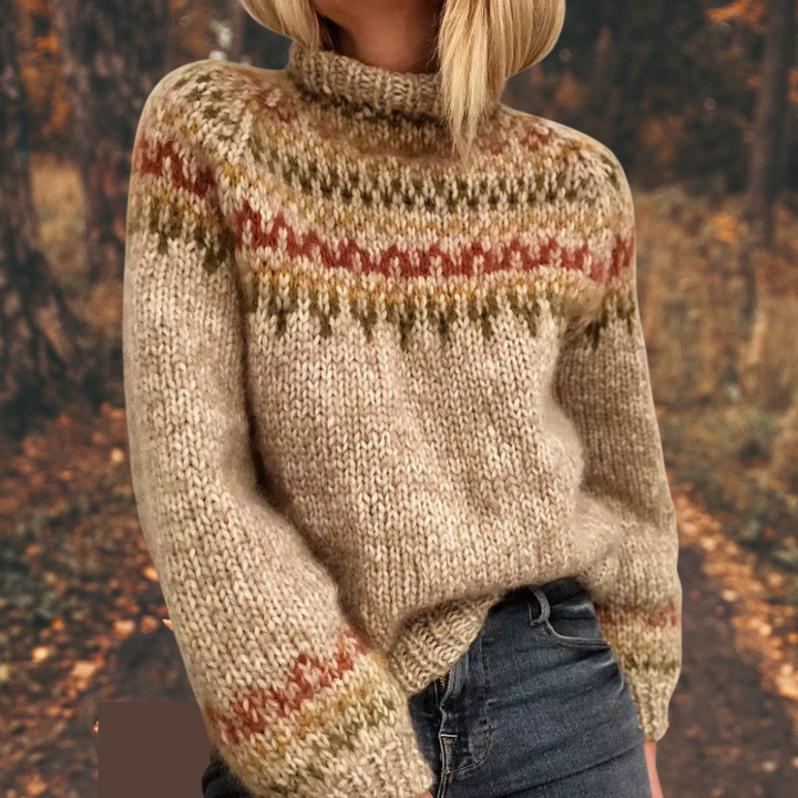 Warmer Nordischer-Strick Pullover für Damen