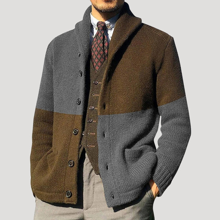 Herren Woll-Strickjacke mit Schalkragen - Elegante Coatigan Winter-Jacke