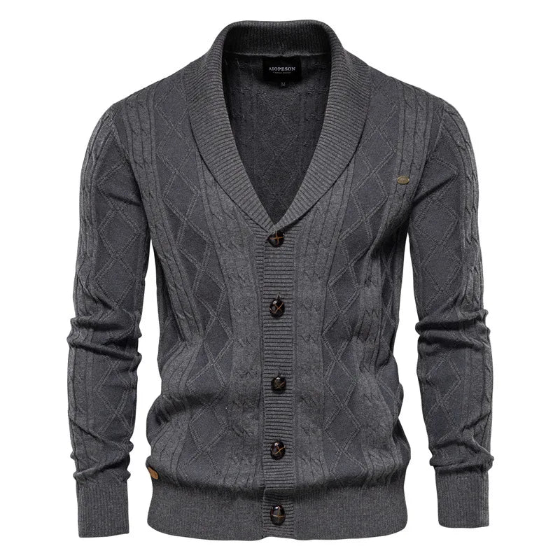 Herren Strickcardigan mit Schalkragen - Weiche Baumwolle und eleganter Schnitt