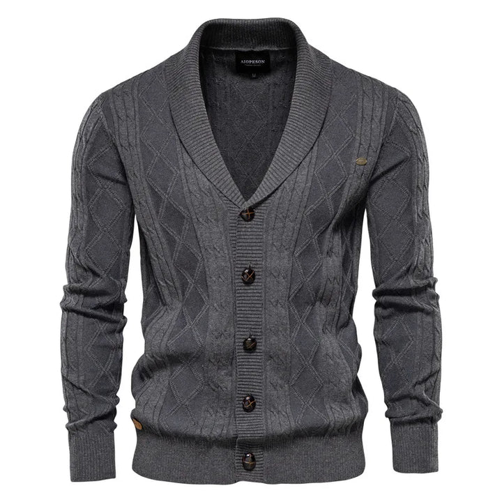 Herren Strickcardigan mit Schalkragen - Weiche Baumwolle und eleganter Schnitt