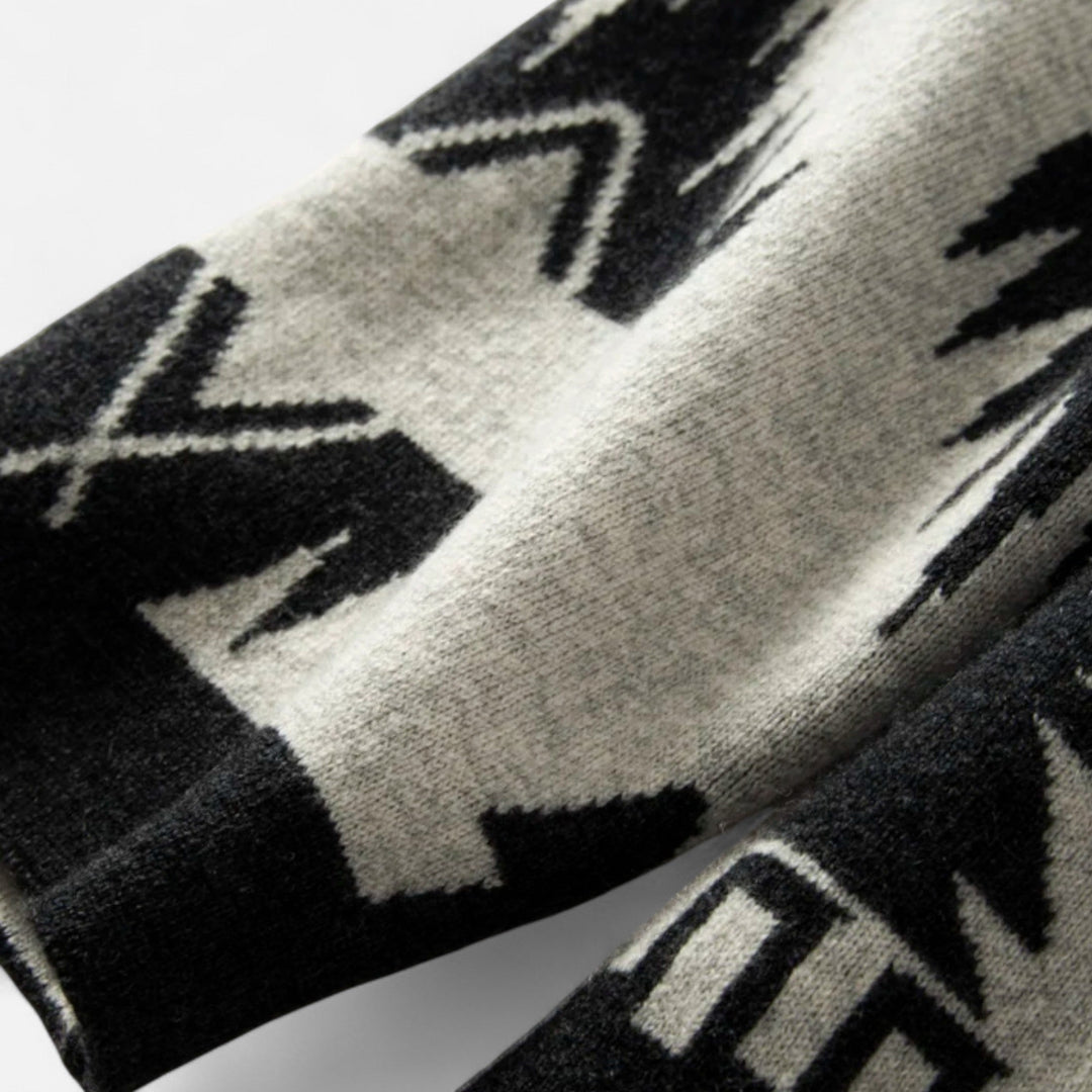 Luxuriöse Kaschmir Jacquard Strickjacke mit Quasten für Damen