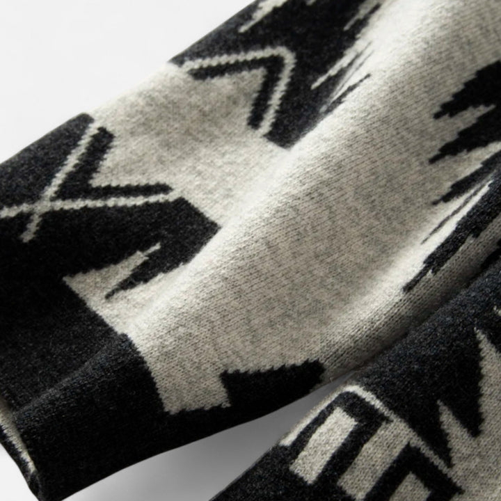 Luxuriöse Kaschmir Jacquard Strickjacke mit Quasten für Damen