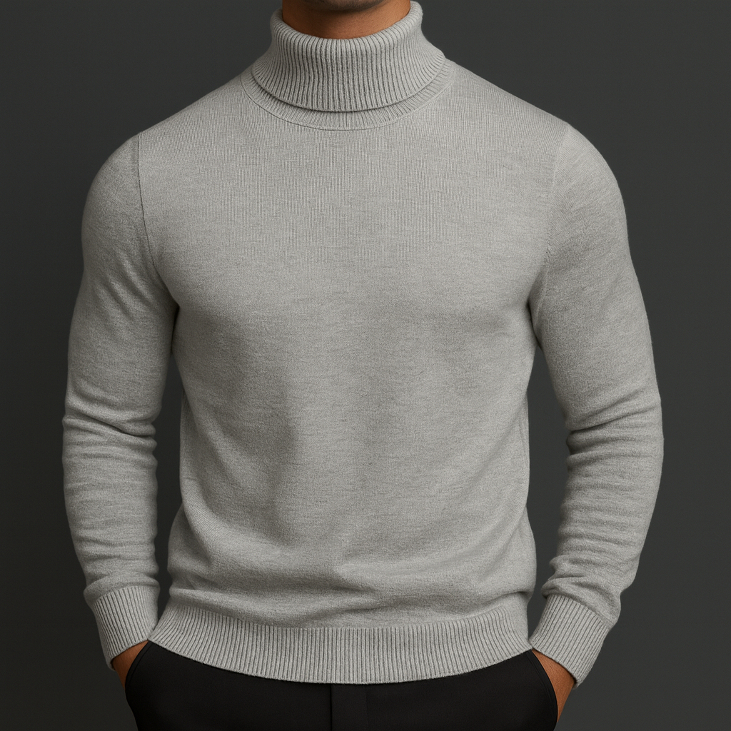 Herren Rollkragen-Pullover aus Merinowolle - Premium Qualität mit Rippdetails