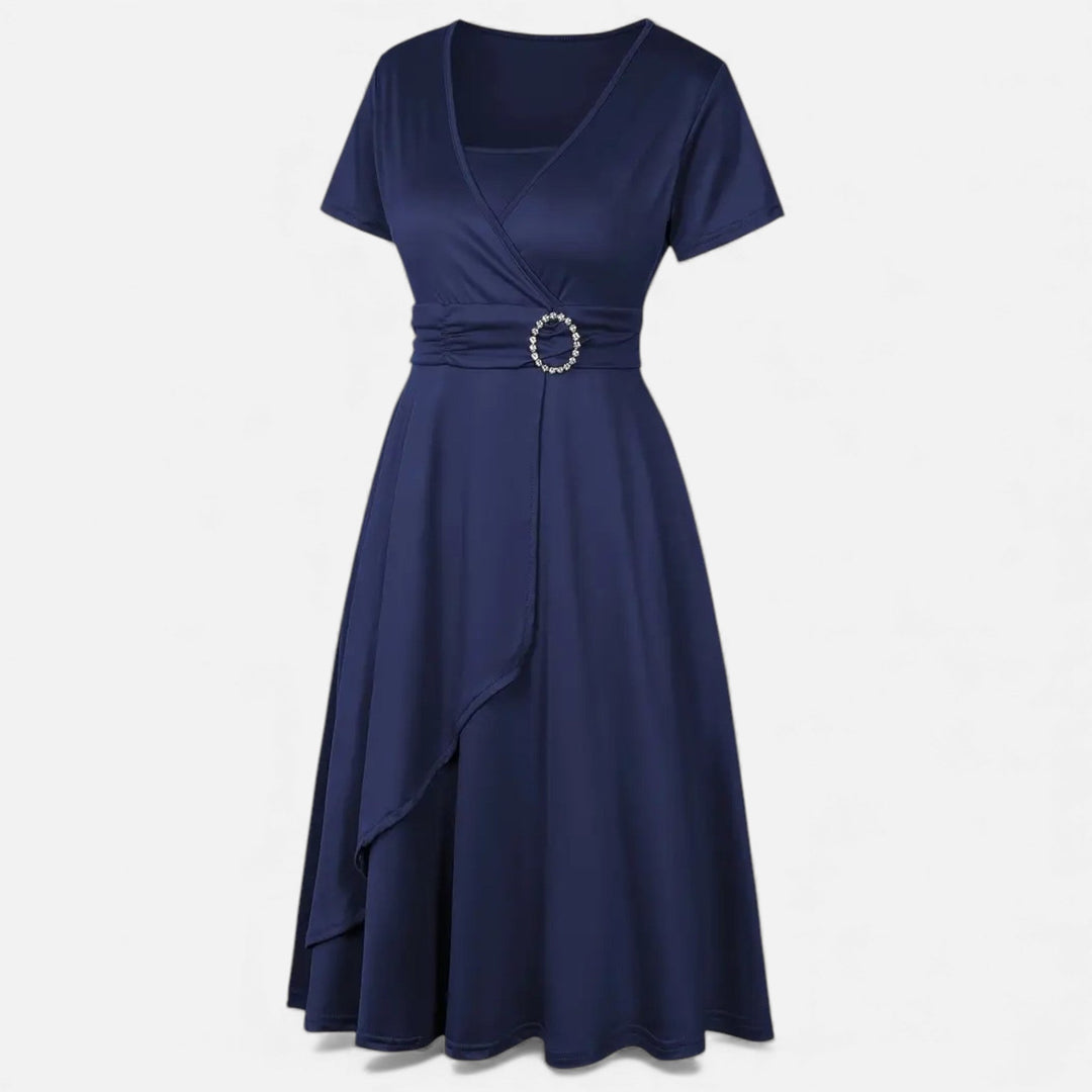 Elegantes Strass V-Ausschnitt Asymmetrisches Damen Abendkleid