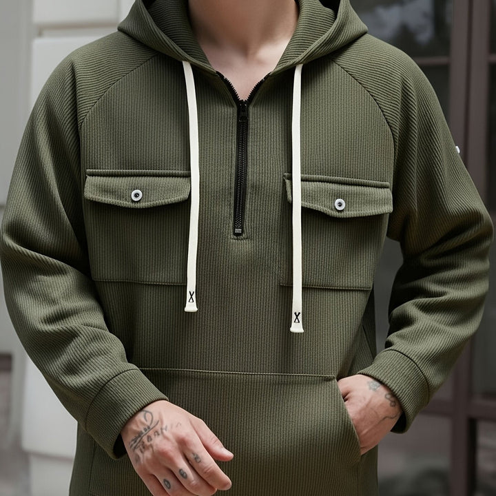 Herren Hoodie mit Quarter-Zip und Brusttaschen