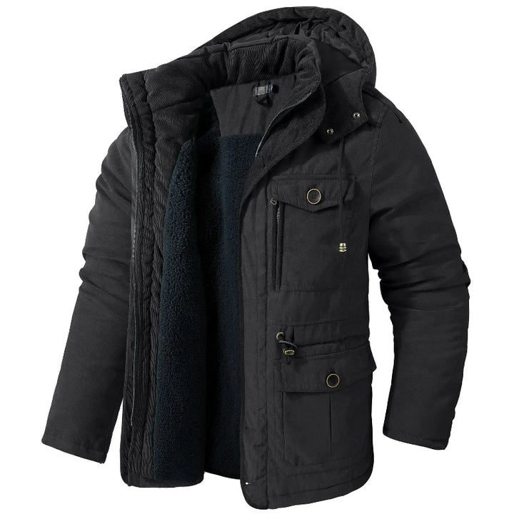 Robuste Herren Winterjacke mit Fleece-Futter - Taktische Taschen und Utility-Reißverschlüsse