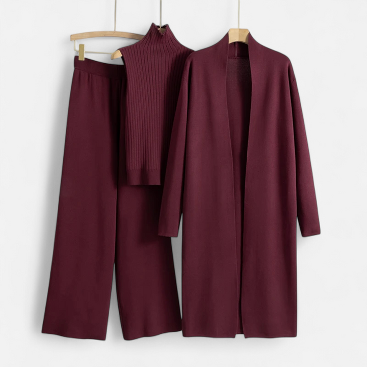 Elegantes 3-teiliges Strick-Cardigan Set für Damen