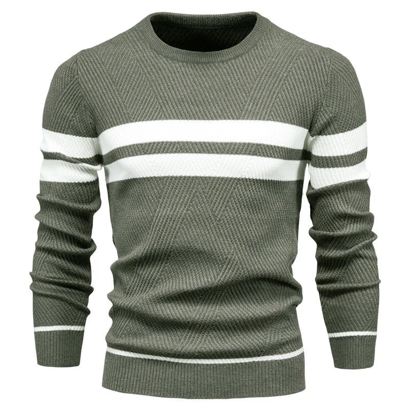 Patchwork Herren Strickpullover Langarm