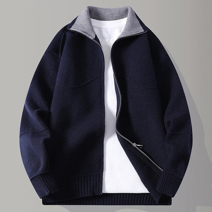 Herren Strick-Zip-Cardigan mit Stehkragen für Business und Freizeit