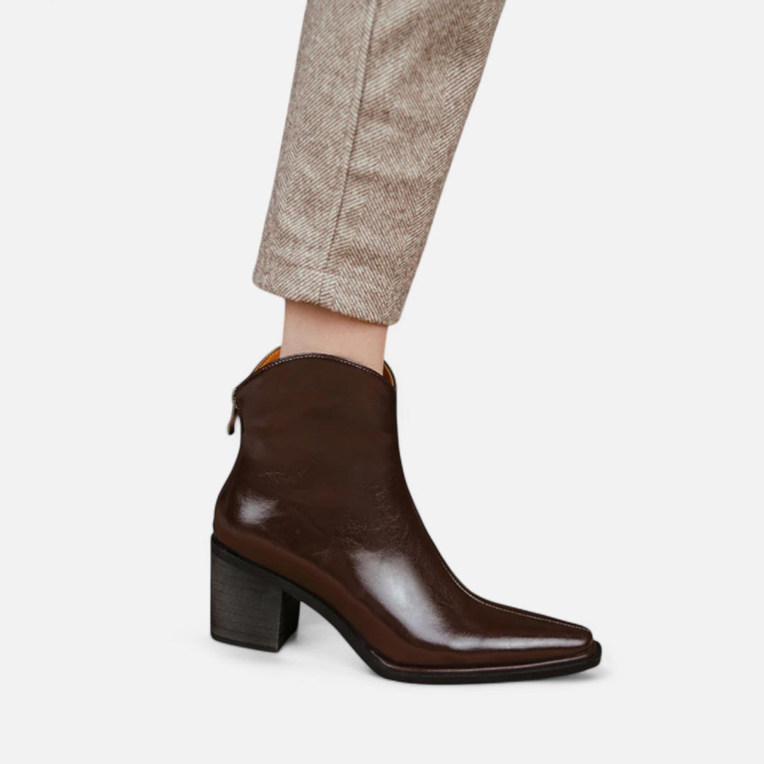 Elegante Spitze Damen Stiefeletten mit Absatz aus PU-Leder