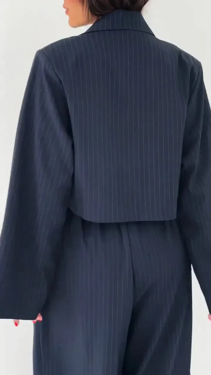 Elegantes Bustier-Set mit Jacke Damen - Weite Hose und strukturiertes Oberteil