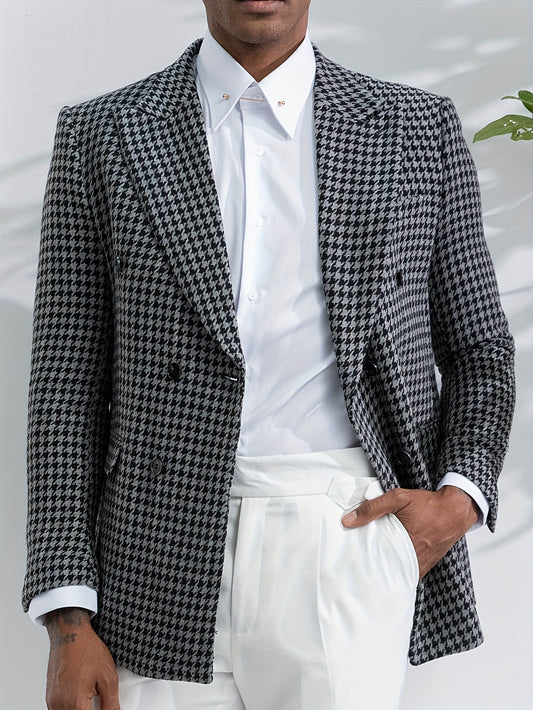 Zweireihiger Blazer mit Hahnentrittmuster für Herren